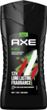 Axe Africa 3 في 1: جل الاستحمام، الشامبو، البلسم للرجال (تنظيف عميق، عطر لا يقاوم)