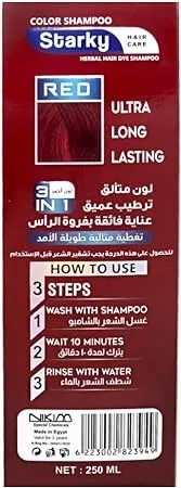 Starky Herbal Hair Dye Shampoo 3 in 1 Red Shine Color: Natural Red Hair & Nourished Locks
