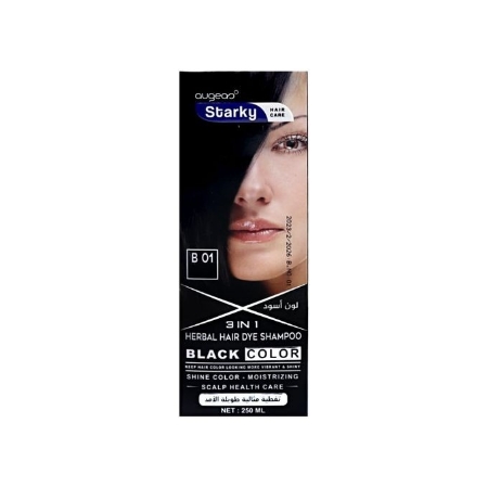 Starky Hair Color Shampoo Black Color B 01 - 250 Ml: Natural Black Hair & Nourished Locks