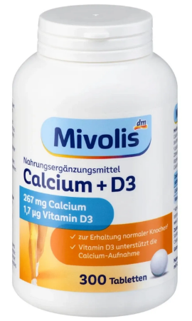 Mivolis Calcium + D3 300 tablets Lactose free Supplement