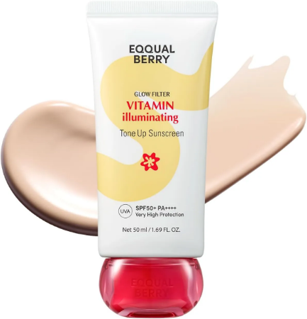 صورة صن بلوك اكوالبيري Eqqual Berry Glow Filter Vitamin Illuminating Tone Up Sunscreen SPF50 50ml