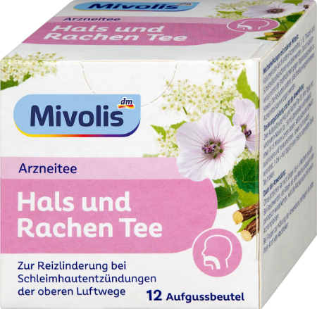 mivolis Arzneitee, Hals & Rachen Tee (12 Beutel), 18 g