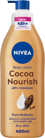 NIVEA Cocoa Butter Body Lotion for Dry Skin with Hyaluronic Acid, Cocoa Butter.