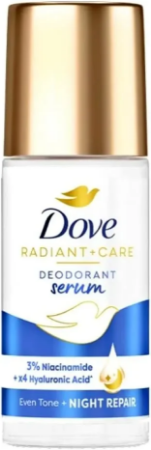 Dove Radiant + Care Deodorant Serum Roll-on with 3% Niacinamide and 4x Hyaluronic Acid